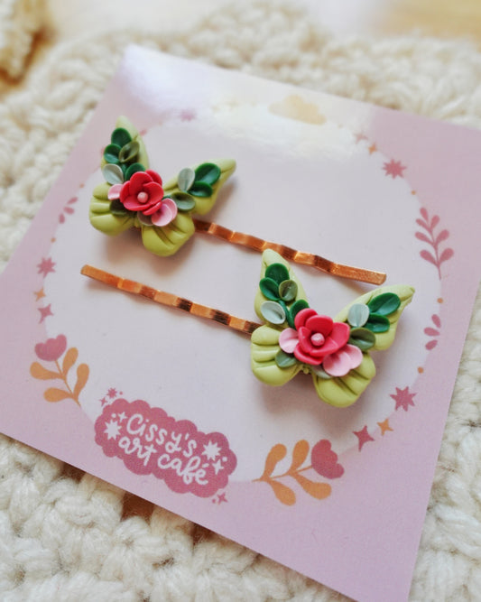 Spring Butterfly Handmade Clay Hair Pins
