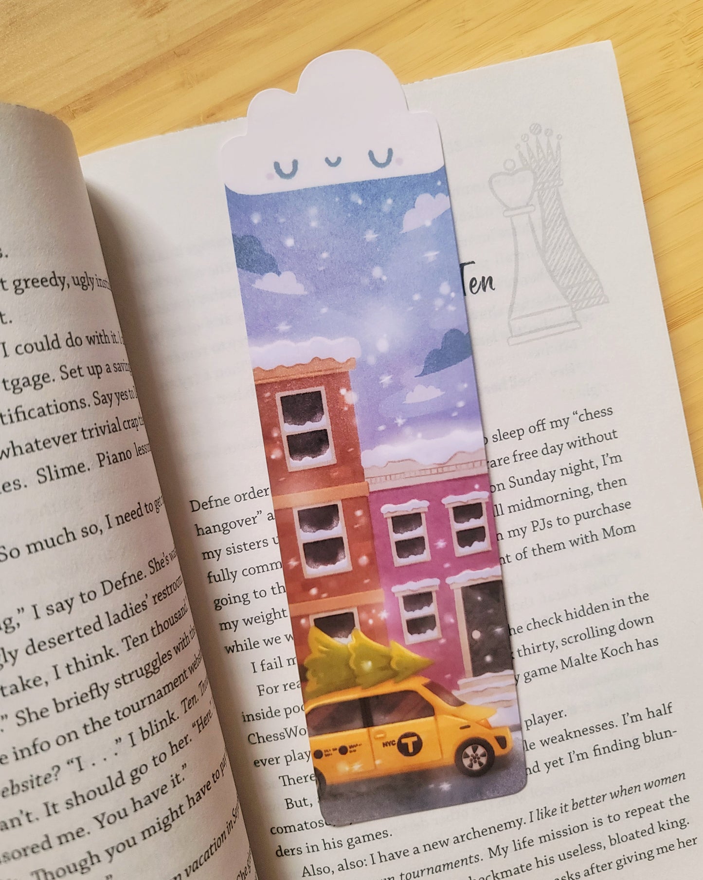 Winter in NYC Handmade Laminated Bookmark