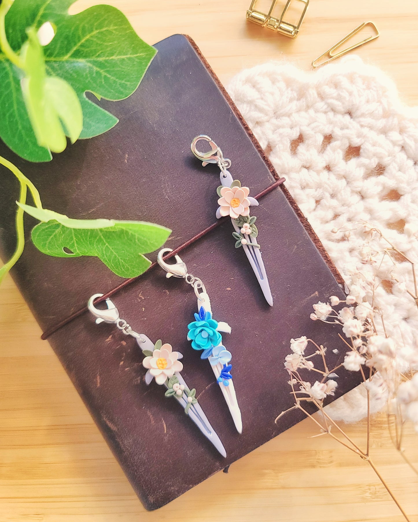 Floral Swords Handmade Clay Charms