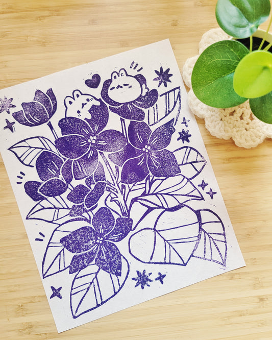 Limited Edition Queer Violets Linoprint