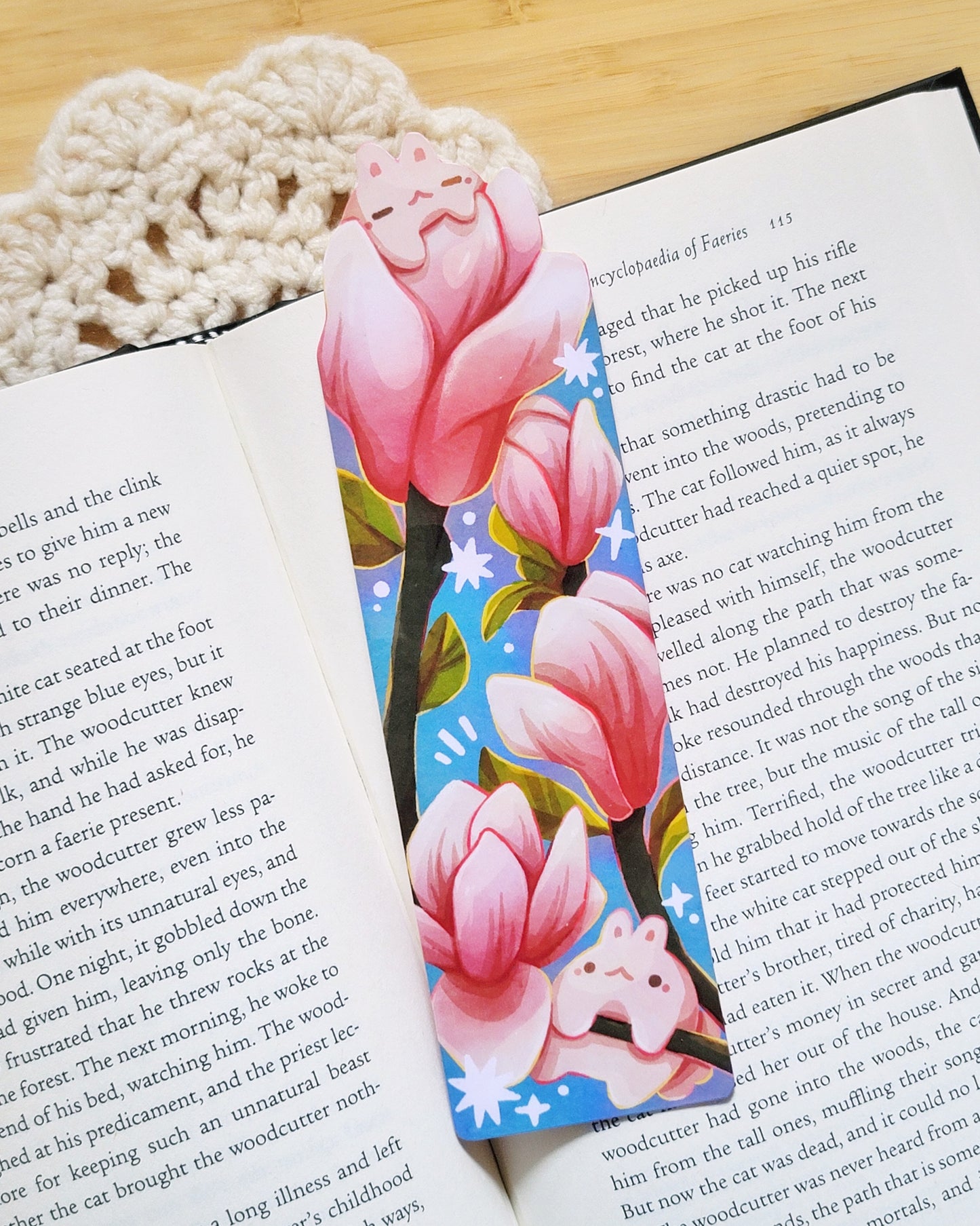 Magnolia Bunnies Handmade Laminated Bookmark
