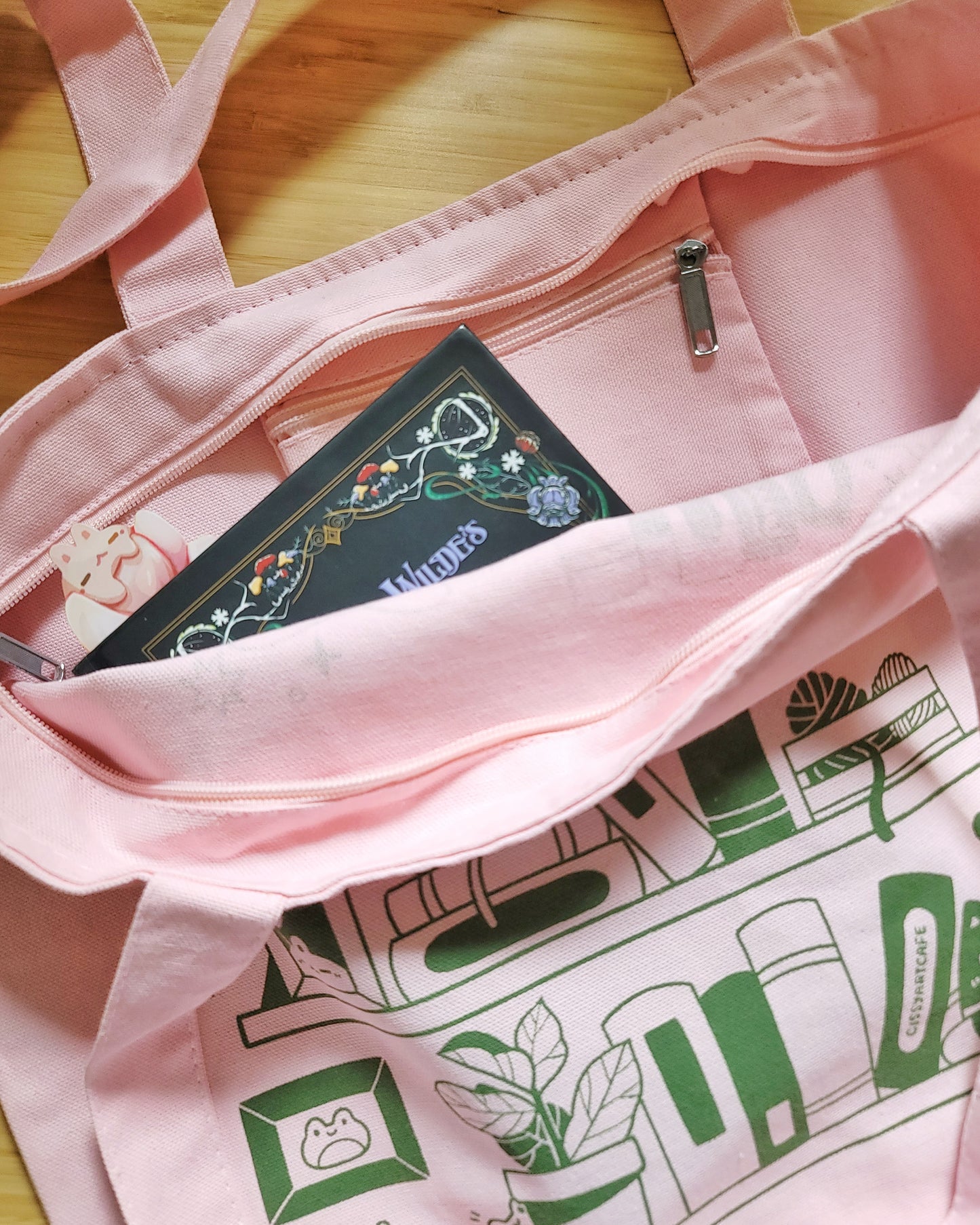 Bookshelf Silkscreened Jumbo Canvas Tote Bag with Zipper