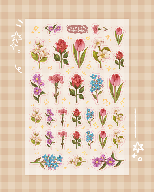 Flower Languages Clear Vinyl Sticker Sheet