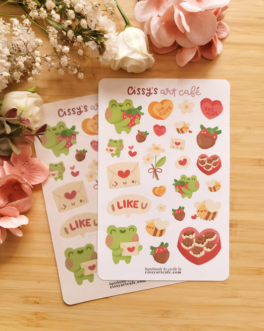 Froggy Valentine Sticker Sheet