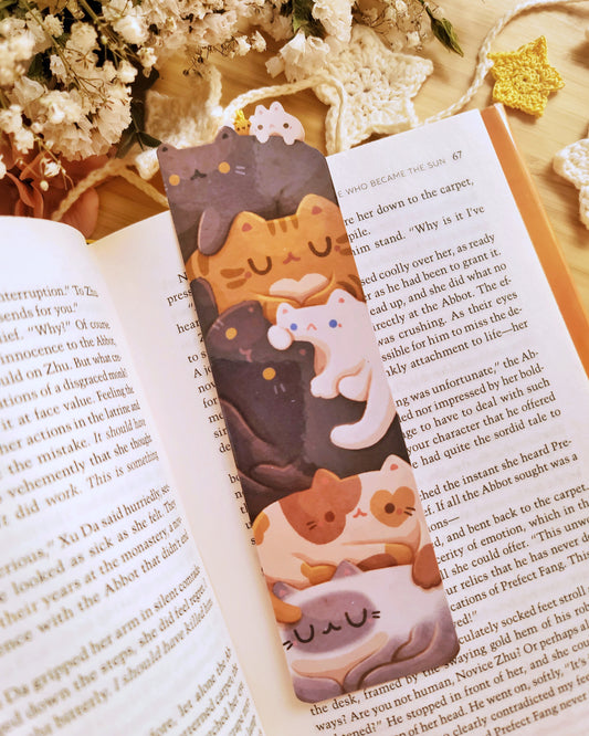 Cat Stack Handmade Laminated Bookmark