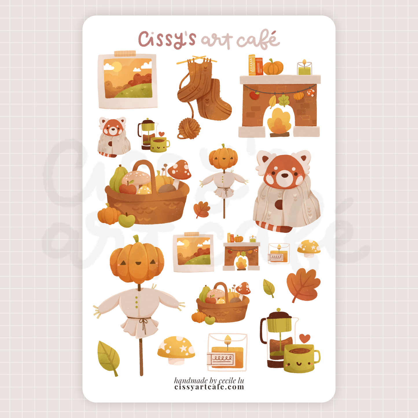 cozy autumn sticker sheet @ cissy's art café